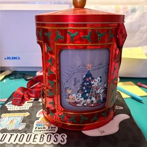 Red Disney Tin Popcorn Bucket Carousel with Music